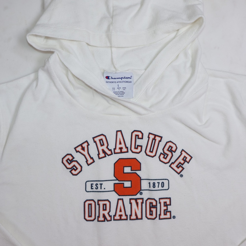 Champion Syracuse Orange Hoodie White Collegiate Lightweight Sweatshirt Large